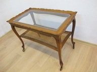 Stół ława drewniana Ludwik XV plecionka wiedeńska