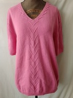 Sweter różowy,bawełniany z krótkimi rękawami -XL