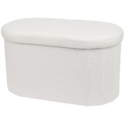 Pufa Dwuosobowa ze Schowkiem 71cm Biała Welurowa Siedzisko Ławka do 90KG