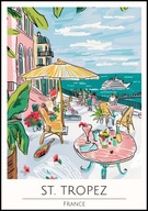 A2 PLAKAT ST. TROPEZ SAINT TROPEZ FRANCJA MIASTO LAZUROWE WYBRZEŻE AKWARELA