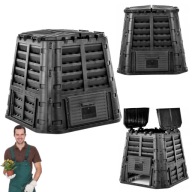 KOMPOSTOWNIK OGRODOWY PLASTIKOWY 1-KOMOROWY DUŻY POJEMNY EKOBAT 480L CZARNY