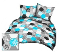 Pościel kora lux 180x200 + 2x70x80 zamek K 301-3 Plastry miodu turkus