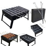 GRILL TURYSTYCZNY SKŁADANY WALIZKA MANGAL+6x SZPIKULCE SZAMPURY 50CM ZESTAW