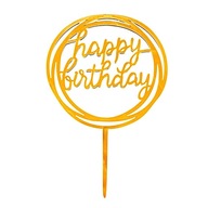 Topper akrylowy na Tort HAPPY BIRTHDAY Z`łOTY Koło