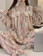 piżama damska dwuczęściowa spodnie bluzka z długim rękawem puchata miś