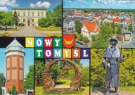 NOWY TOMYŚL - Z LOTU PTAKA - POMNIK - PARK - WIEŻA WODNA - HERB
