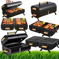 GRILL WĘGLOWY OGRODOWY TURYSTYCZNY SKŁADANY KEMPINGOWY SOLIDNY WALIZKA