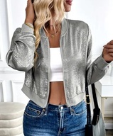 Damska kurtka srebrna srebro bomberka bomber wiosna lato narzutka Lux HIT