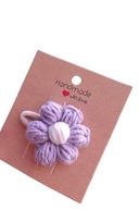 Gumka do włosów szydełkowy kwiatek puff 3.5 cm fiolet