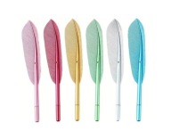 Zestaw 6 długopisów żelowych czarnych imitacja pióra