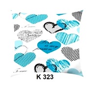 Poszewka z kory 40x40 jasiek z bawełny gofrowanej K 323 serducha turkus