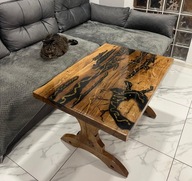 stolik kawowy stół dębowy z żywicy epoksydowej BAJKOWY