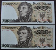 Polska bankn.2x500zł.T.Kościuszko1982 ser.FPUNC kolejne n-ry