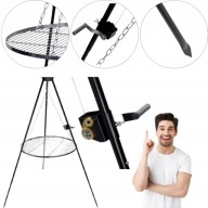 RUSZT STALOWY GRILL NA OGNISKO 80cm TRÓJNÓG DUŻE SOLIDNE PALENISKO OGRODOWE