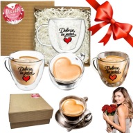 KUBEK SZKLANY SERCE DLA NIEJ NIEGO PREZENT NA DZIEŃ KOBIET + PUDEŁKO GRATIS