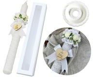 ŚWIECA KOMUNIJNA CHRZEST IMIĘ DATA PUDEŁKO GROMNICA RĘCZNIE ZDOBIONA