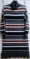 ŚLICZNA, SPRĘŻYSTA DZIANINKA W PASKI Z GOLFEM I FRĘDZLAMI (12) ok 40/42/44