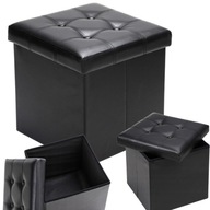 CZARNA SKŁADANA PUFA KUFER SIEDZISKO SCHOWEK ŁAWA