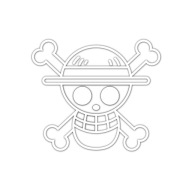 ONE PIECE Naklejka na Samochód LUFFY Jolly Roger Biała