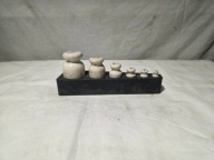 Stare odważniki porcelanowe z okresu Prl-u w etui - zestaw 1/2-20dkg