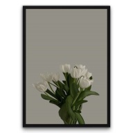 Plakat z ramą 30x40cm Kwiaty Natura Wiosna Subtelna Biel |Pomysł na Prezent