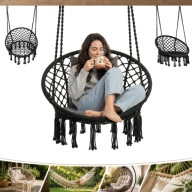 HUŚTAWKA BOCIANIE GNIAZDO FOTEL WISZĄCY BOHO 120cm OGRODOWA DO DOMU