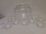VINTAGE SZKLANA BOLA WAZA DO PONCZU KOMPOTU SZLIF PLUS SZKLANECZKI