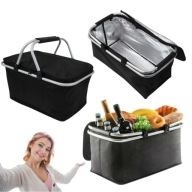 KOSZ KOSZYK PIKNIKOWY SKŁADANY TERMICZNY TURYSTYCZNY NA ZAKUPY CZARNY DUŻY