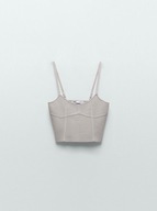 Z A R A top gorsetowy braletka podkoszulek beżowy dzianinowy cielisty ecru