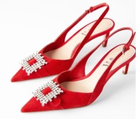 ZARA SZPILKI CYRKONIE SKÓRA CZERWONE BLOG 36 NOWE