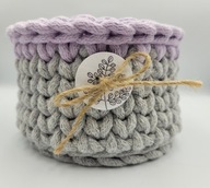 Kosz koszyk ze sznurka bawełnianego pleciony handmade