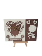 Zaproszenia Ślub Obrączki W Sercu Koronka B6 Brąz - Ecri