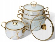 ZESTAW GARNKÓW EMALIOWANYCH KOMPLET EMALII GARNKI KLASYCZNE 8 EL EDENBERG