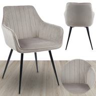 KRZESŁO TAPICEROWANE GLAMOUR FOTEL SALON JADALNIA WELUR MARIA KT203 TAUPE