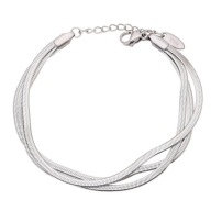 83561 Bransoletka srebrna stal chirurgiczna 17+3 CM potrójna płaska żmijka