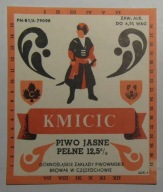 STARA ETYKIETA PIWO JASNE PEŁNE KMICIC BROWAR CZĘSTOCHOWA