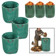 ZESTAW 3x KOSZ OGRODOWY SKŁADANY TORBA NA LIŚCIE HAGE 120 L Z UCHWYTAMI