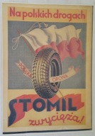 STOMIL Polska opona Plakat PRZEDWOJENNY reprint 45 cm x 32 cm