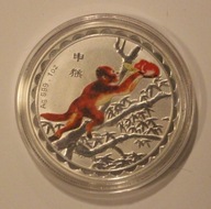 ROK MAŁPY - MONKEY - CHINY - NUMIZMAT PLATEROWANY - SREBRZONY - KOLOR