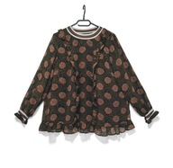 Bluzka Lużny Fason Falbanka Wiskoza Wzorzysta Kwiaty Zielona |R. S