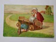 Dzieci naprawiają wóz na polnej drodze - W. Fialkowska poczt wysłana w 1932