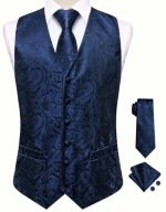 L XL Kamizelka Krawat Elegancka Męska Garniturowa granatowa