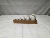 Stare odważniki porcelanowe z okresu Prl-u w etui - zestaw 1/2-20dkg