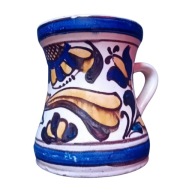Ceramiczny ręcznie malowany kubek / kufel Korond - Rumunia, podpis zdobnika