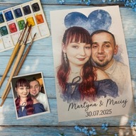 Portret akwarelowy ze zdjęcia personalizowany obraz unikalny prezent A4