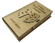 DREWNIANE PUDEŁKO NA PIENIĄDZE koperta prezent chrzest grawer personalzacja