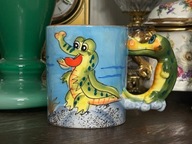 DUŻY KOLOROWY KUBEK Z FLORYDY KROKODYL