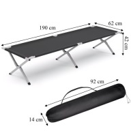 Łóżko polowe turystyczne XXL 190×62 cm składane do 100 kg camping dla gości