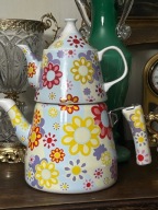 AVSAR TURCJA CZAJNIK METALOWY NA GAZ I IMBRYK DZBANEK PORCELANOWY - KOMPLET