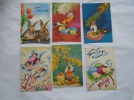 STARE KARTKI POCZTÓWKI WESOŁYCH ŚWIĄT WIELKANOC BOŻE NARODZENIE 8 sztuk